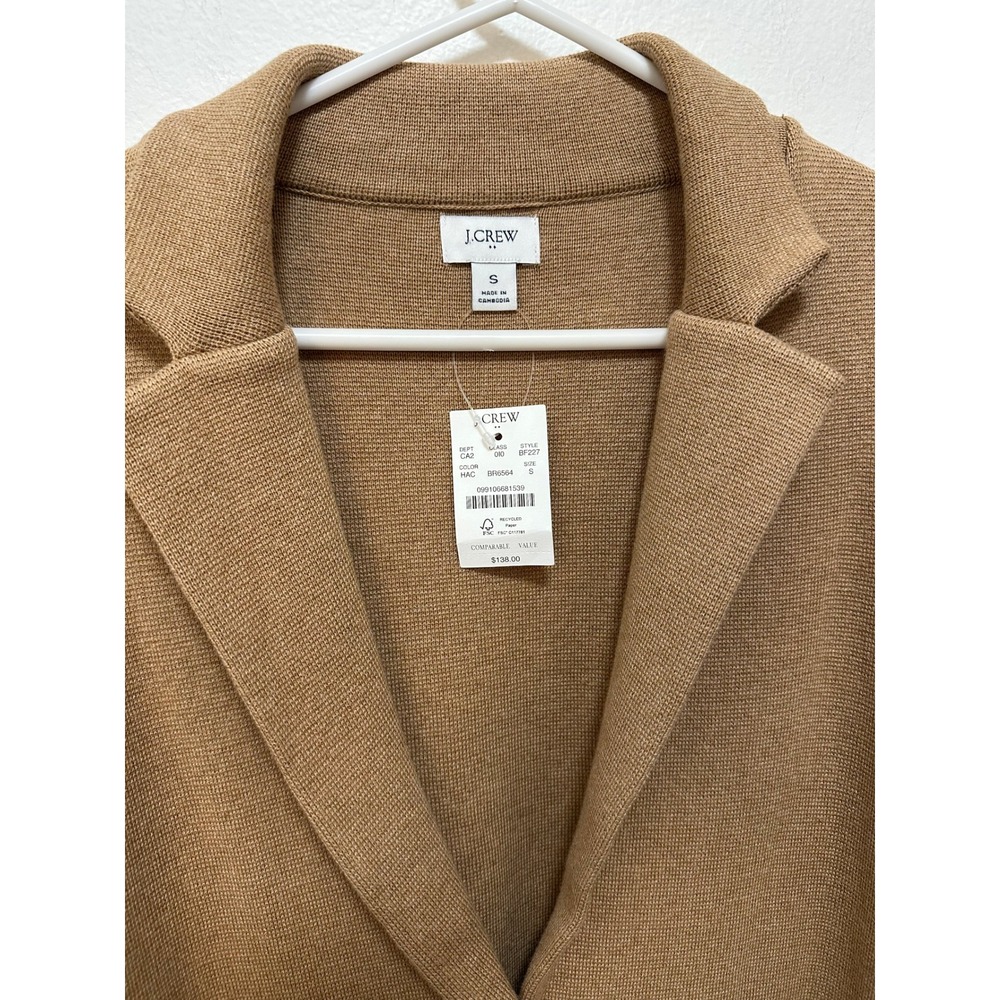 J.Crew‎ Womens Sweater Blazer, NWT, Cotton Knit Career Casual Tan, Small - Picture 3 of 6